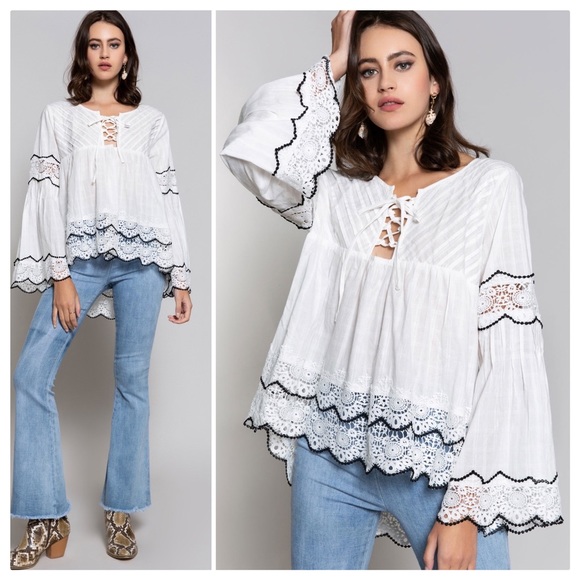 POL Tops - Hollie Plaid Woven Babydoll Top